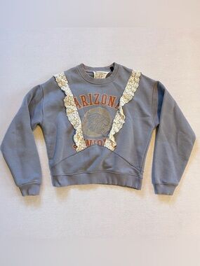 Tee and Cake Arizona Graphic Lace-Trim Reconstructed Sweatshirt